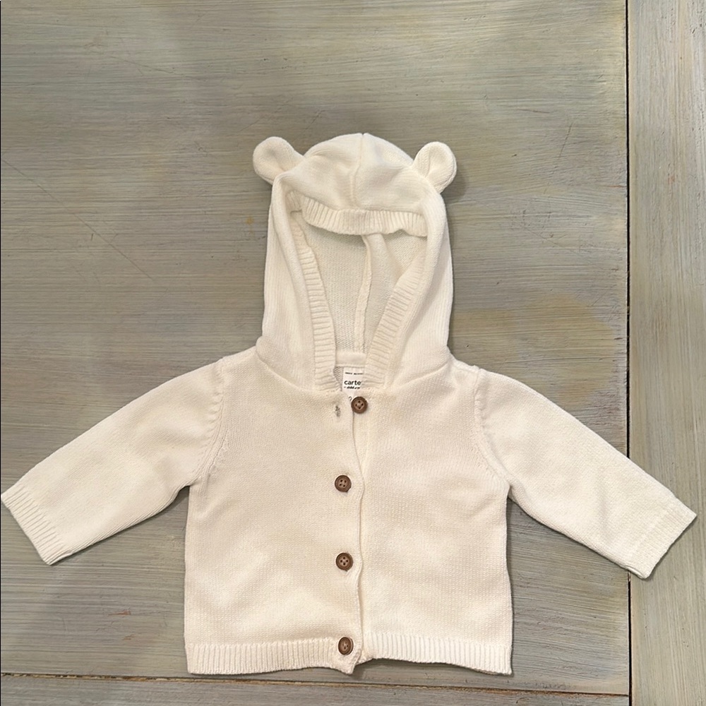Carter's Cream Hooded Baby Cardigan with Ears